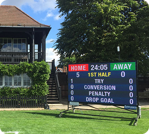 Durable football scoreboard for outdoor sports grounds with bright, weatherproof LED display.