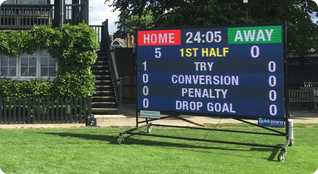 Durable football scoreboard for outdoor sports grounds with bright, weatherproof LED display.